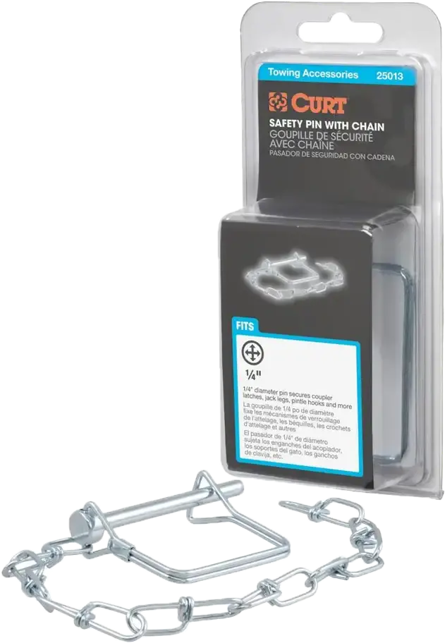1/4" Safety Pin With 12" Chain 2 3/4" Pin Length 1