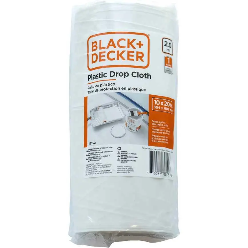Black+Decker Plastic Drop Cloth 10' X 20' 1