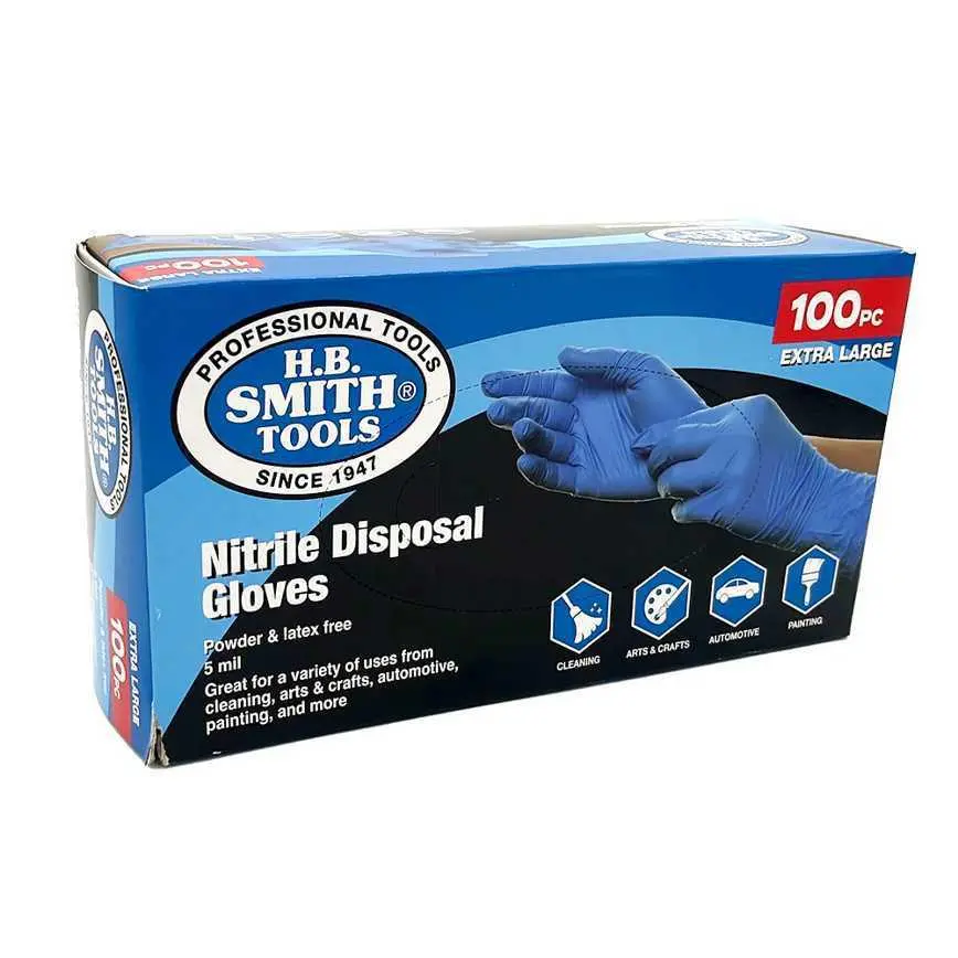 H.B. Smith Tools 5 Mil. Blue Nitrile Disposal Gloves Xl 100 Ct. 1