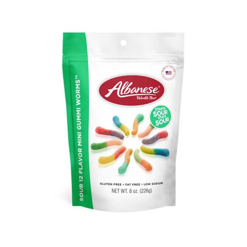 Albanese Sour 12 Flavor Mini Gummi Worms 8 Oz. 1