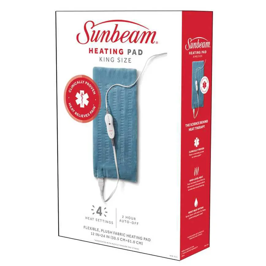 Sunbeam King Size Plush Heating Pad 12" X 24" 1