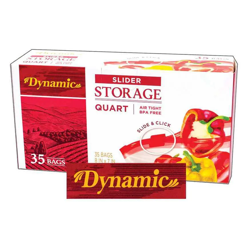 Dynamic Quart Storage Slider Bags 35 Ct. 1