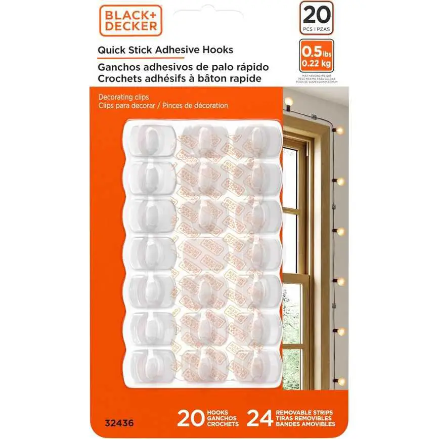 Black+Decker Clear Quick Stick Adhesive Hooks 20 Pc. 1