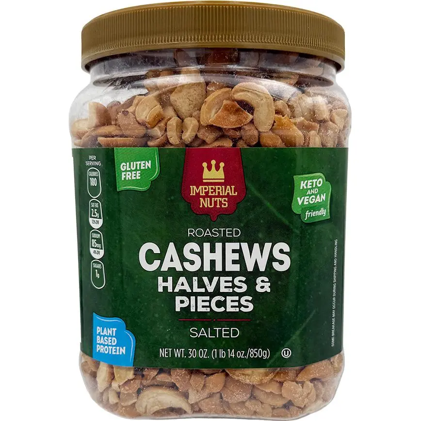 Imperial Nuts Roasted Cashews Halves & Pieces Salted 30 Oz. 1