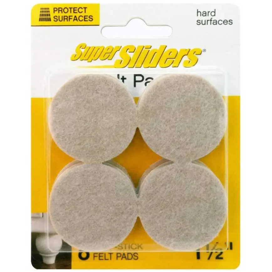 Super Sliders Round Felt Pads 8 Pc. 1.5" 1