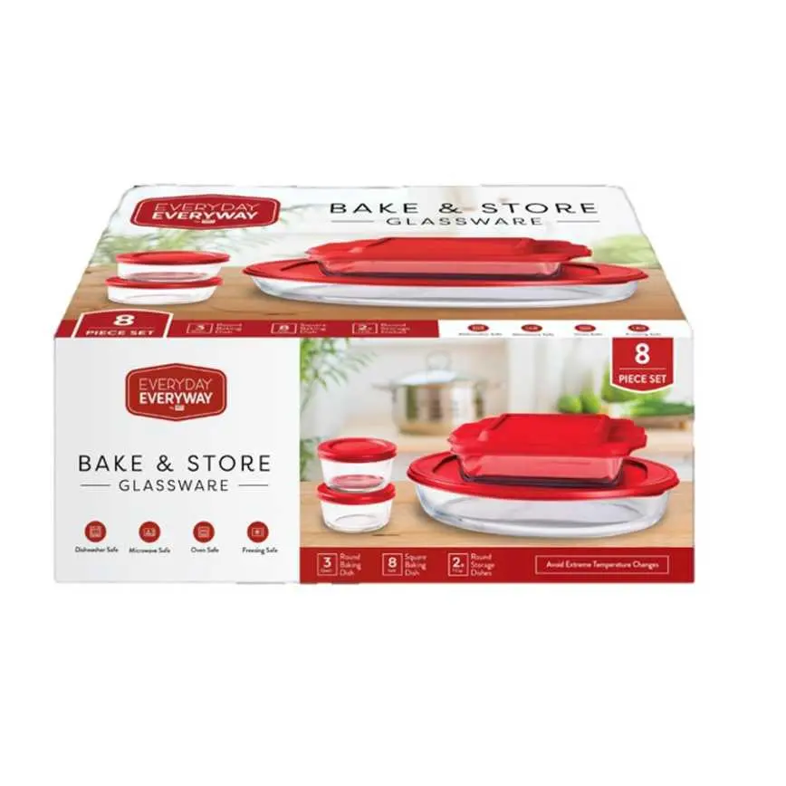 Everyday Everyway Bake & Store Glassware Set 8 Pc. 1