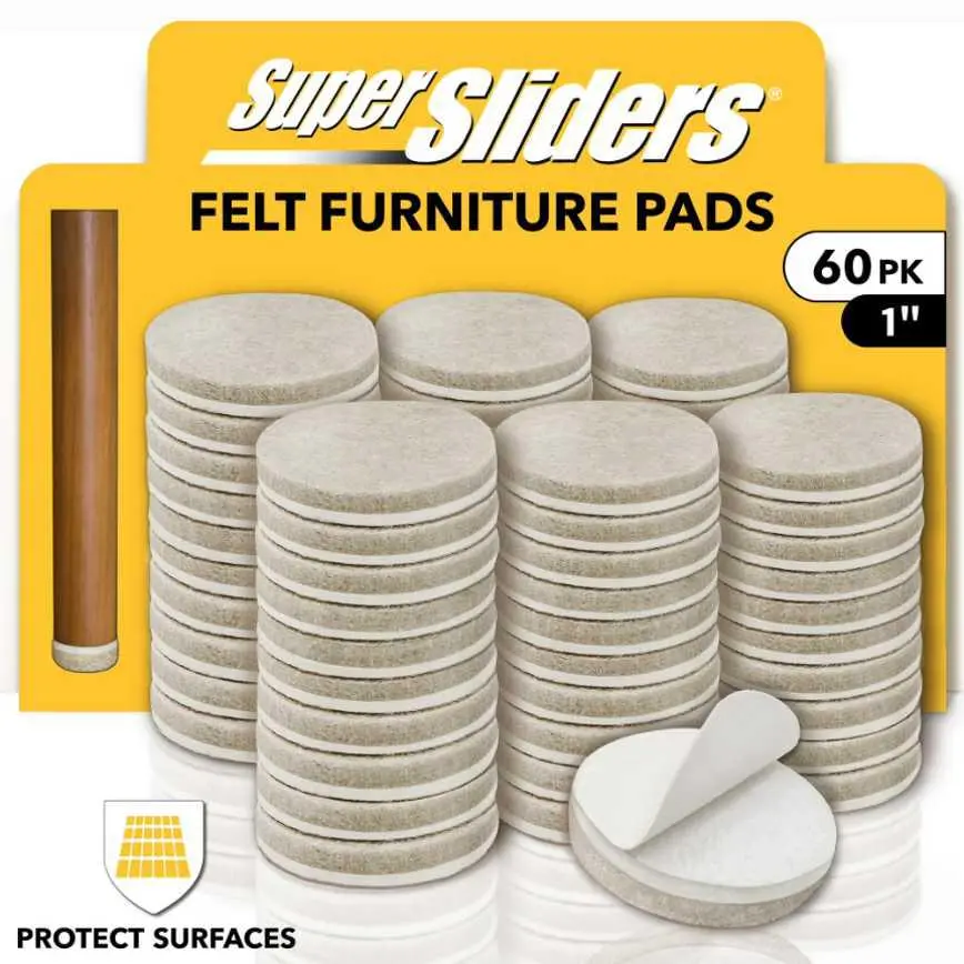 Super Sliders Felt Furniture Pads 60 Pc. 1" 1