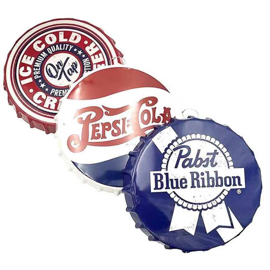 Metal Bottle Cap Signs 16" 2