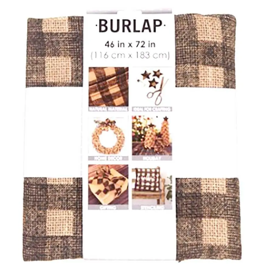 Precut Craft Burlap Black Buffalo Checkered 46" X 72" 1