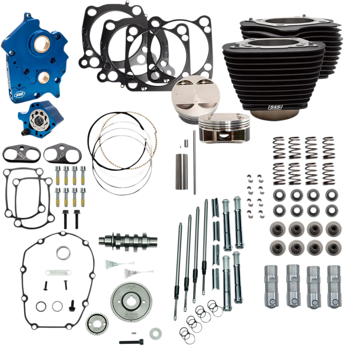 S&S Cycle 128" Power Package - Gear Drive - Wrinkle Black With Non-Highlighted Fins - 114"/117" M8 310-1106A 1