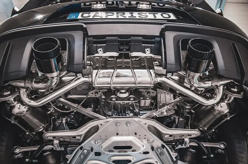 Capristo Valved Muffler + 100 Cell Opf Replacement + Performance Headers + Wicrom Tips - Porsche 718 Gt4rs 1