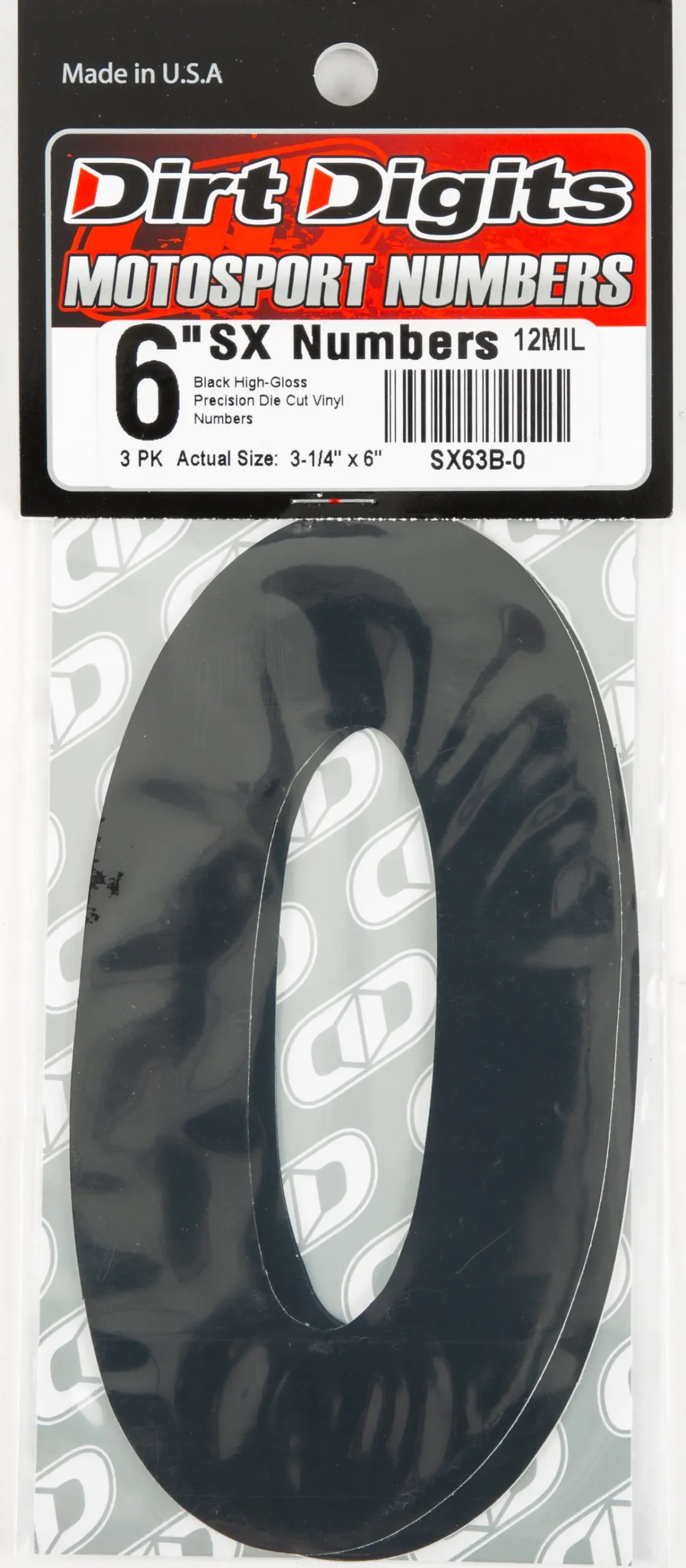 #0 6" Black Super X Digits 3/Pk 1