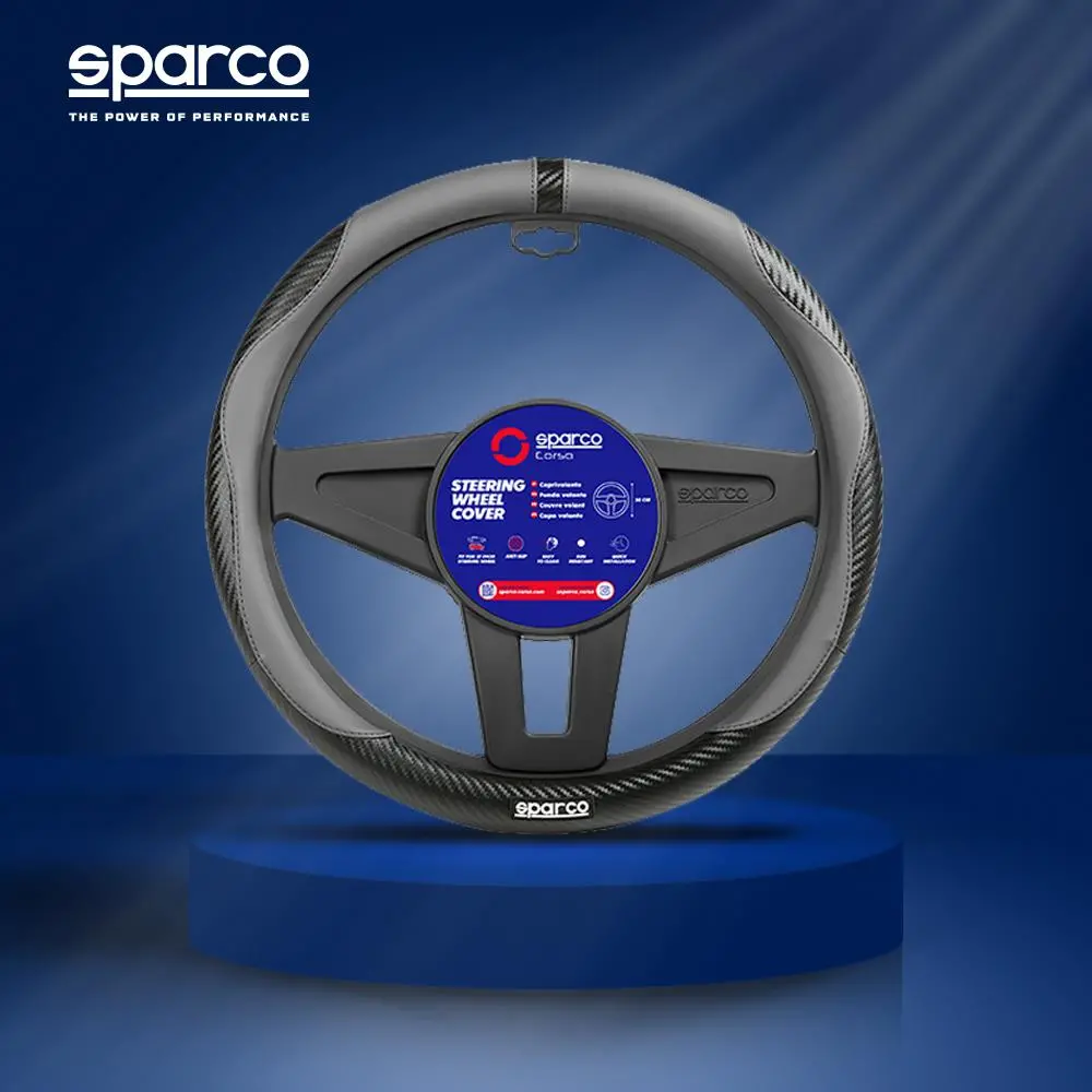 Sparco Steering Wheel Cover, Rubber Ring For Most Cars, 15-Inch Black/Grey 1