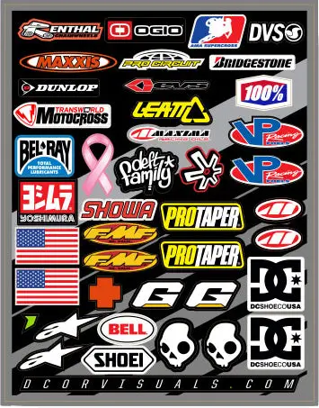 Helmet Logos Decal Sheet 9.5"X12" 1
