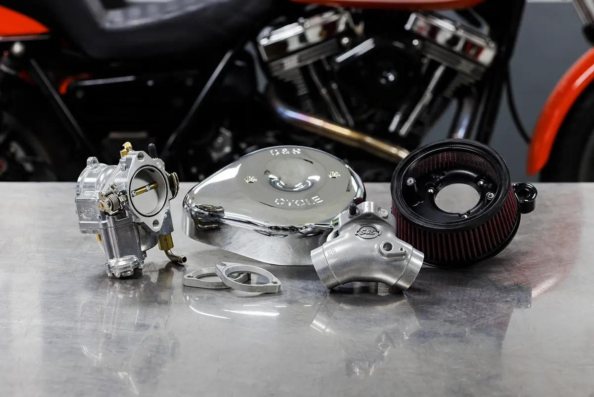 S&S Cycle Super E Carburetor With Stealth Air Cleaner Kit - Chrome - Evolution Big Twin 110-0145 2