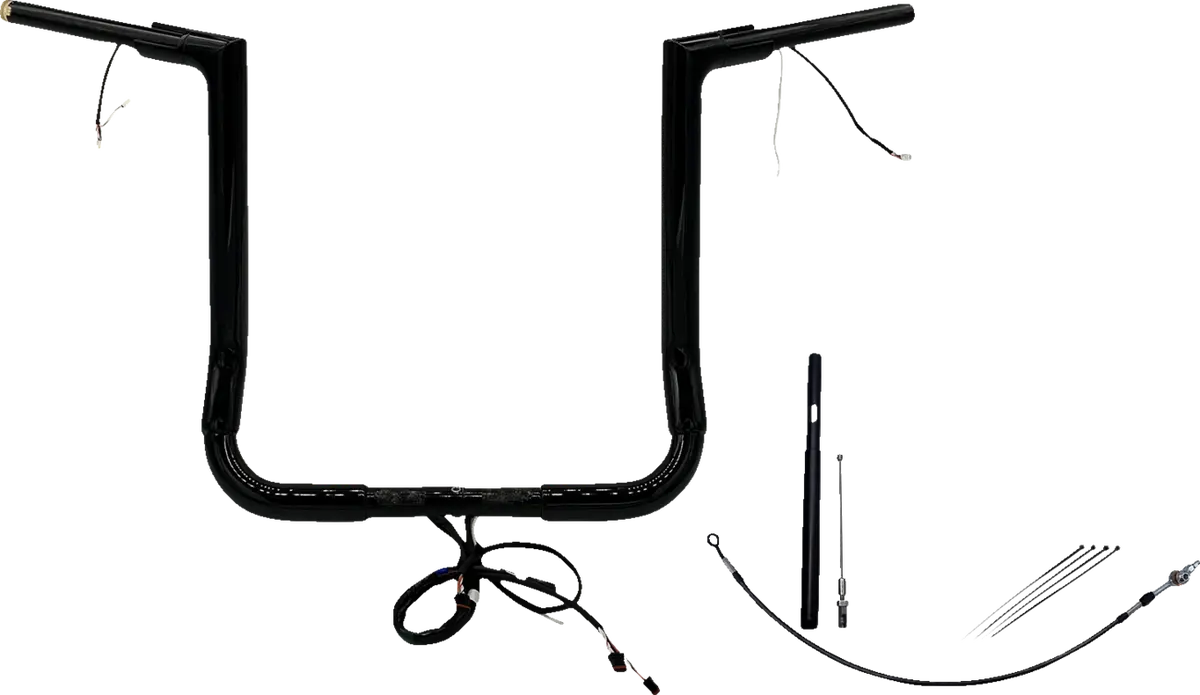 Fat Baggers Inc. Ez Install Wired 1-1/2" Flat Top Handlebar Kit - 16" - Black 612016-B 1