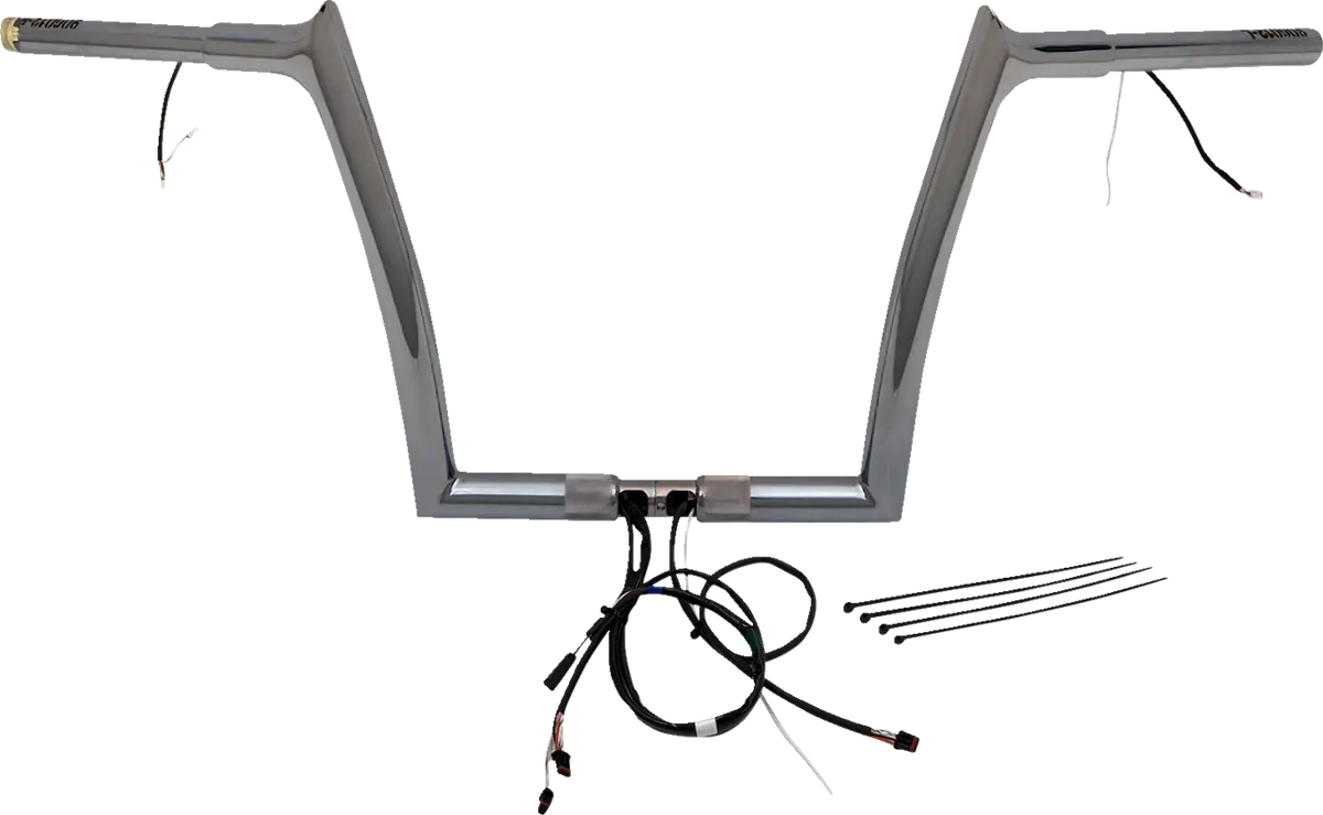 Fat Baggers Inc. Ez Install Wired 1-1/4" Pointed Top Handlebar Kit - 12" - Chrome 902912 1