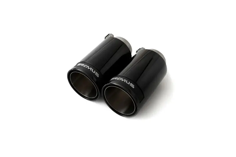 Remus Stainless Steel 98Mm Black Chrome Straight W/Carbon Insert Tail Pipe Set (Pair) 1