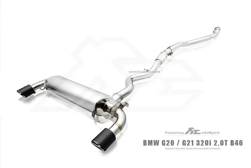 Fi Exhaust Front Pipe + Mid Pipe + Valvetronic Muffler + Quad Silver Tips + Standard Remote - G20/ G21 320I 2019-Up 1