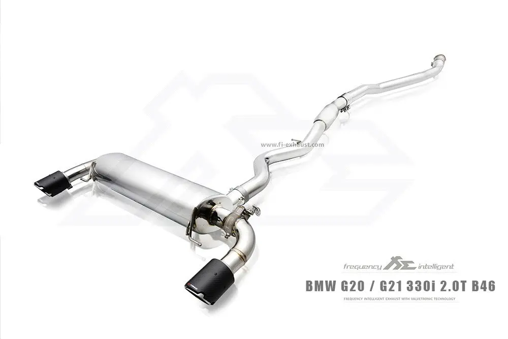 Fi Exhaust Front Pipe + Mid Pipe + Valvetronic Muffler + Dual Silver Tips + Standard Remote - G20/ G21 320I 2019-Up 1