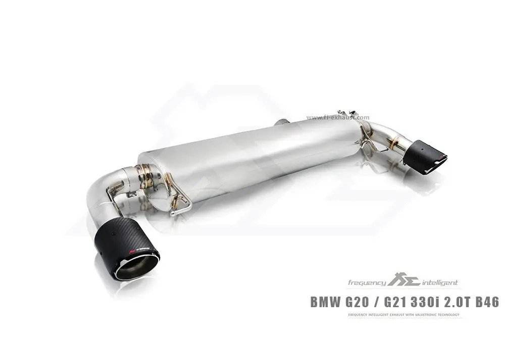 Fi Exhaust Front Pipe + Mid Pipe + Valvetronic Muffler + Quad Silver Tips + Standard Remote - G20/ G21 320I 2019-Up 1