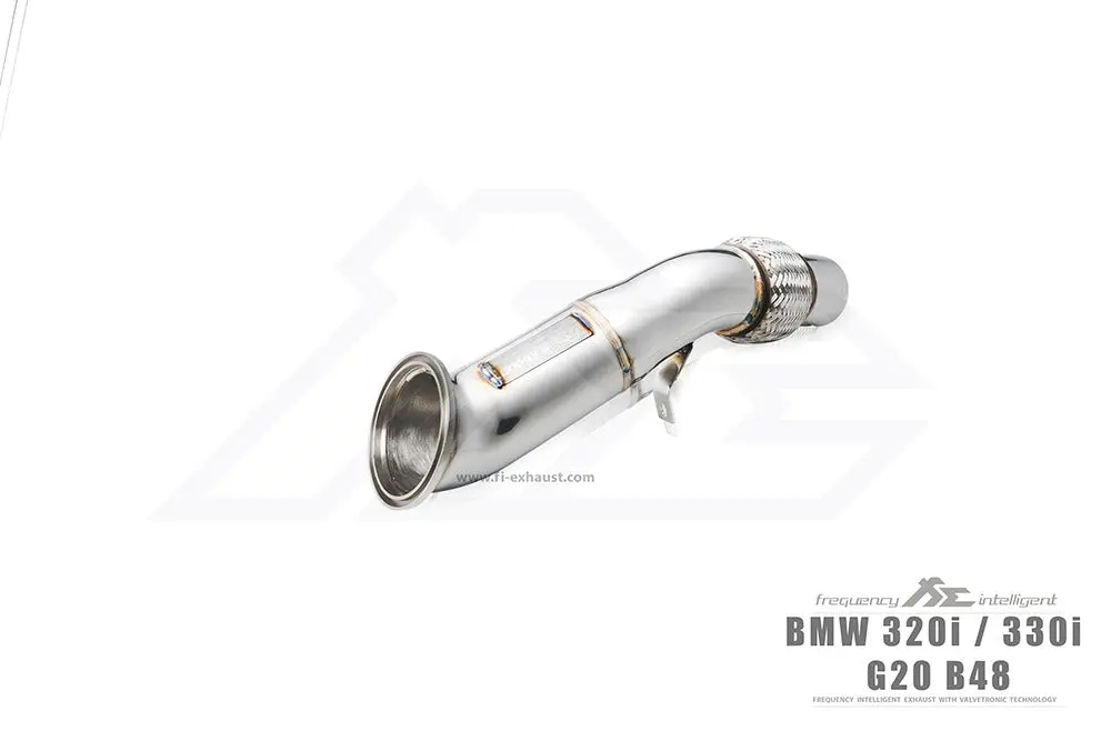 Fi Exhaust Front Pipe + Mid Pipe + Valvetronic Muffler + Dual Silver Tips + Standard Remote - G20/ G21 320I 2019-Up 2