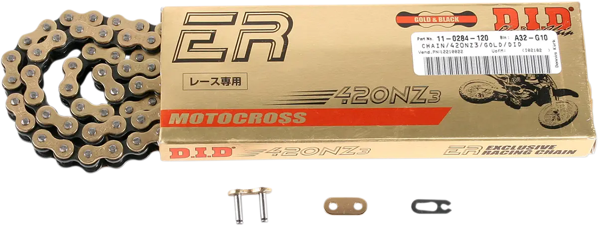 Did 420 Nz3 - High-Performance Motorcycle Chain - 120 Links - Gold 420Nz3g120rb 1