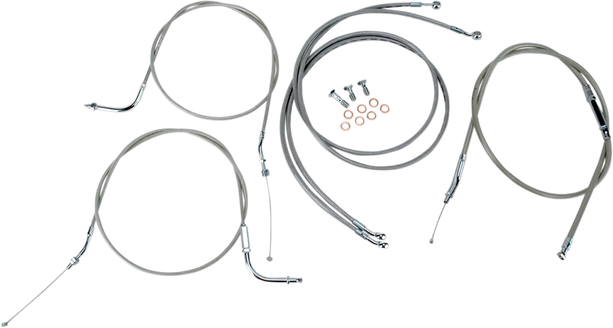 Baron Stainless Handlebar Cable/Line Kit - 12"-14" - '04-07 Roadstar Ba-8022Kt-12 1