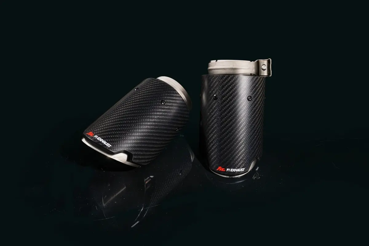 Fi Exhaust Front Pipe + Mid Y-Pipe + Valvetronic Titanium Muffler + Quad Titanium Tips With Carbon Fiber + Fi Pro App Remote (Obdii) - Porsche 9Ya.1/ 9Ya.2 Cayenne 3.0T 2018-Up (Titanium Signature Series) 2
