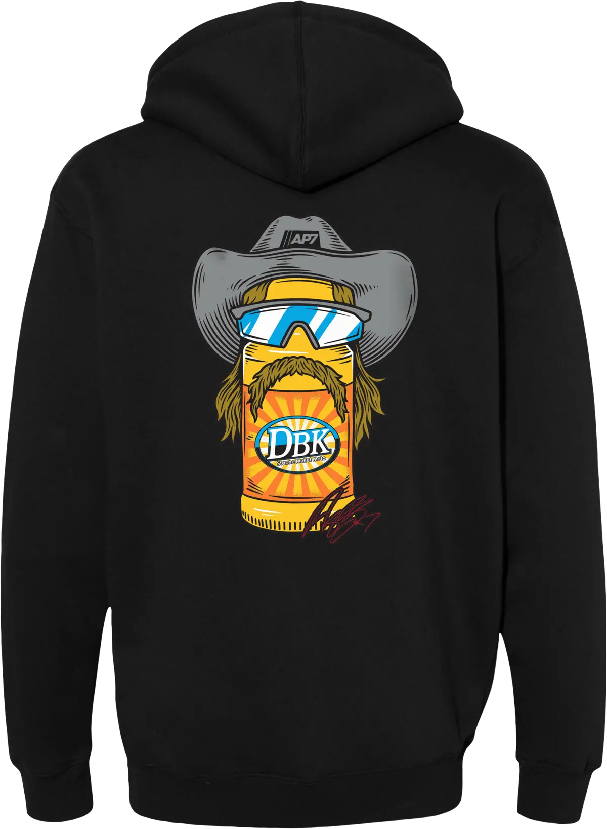 Stache Mullet Moto Yth Hoodie Black Yx 2
