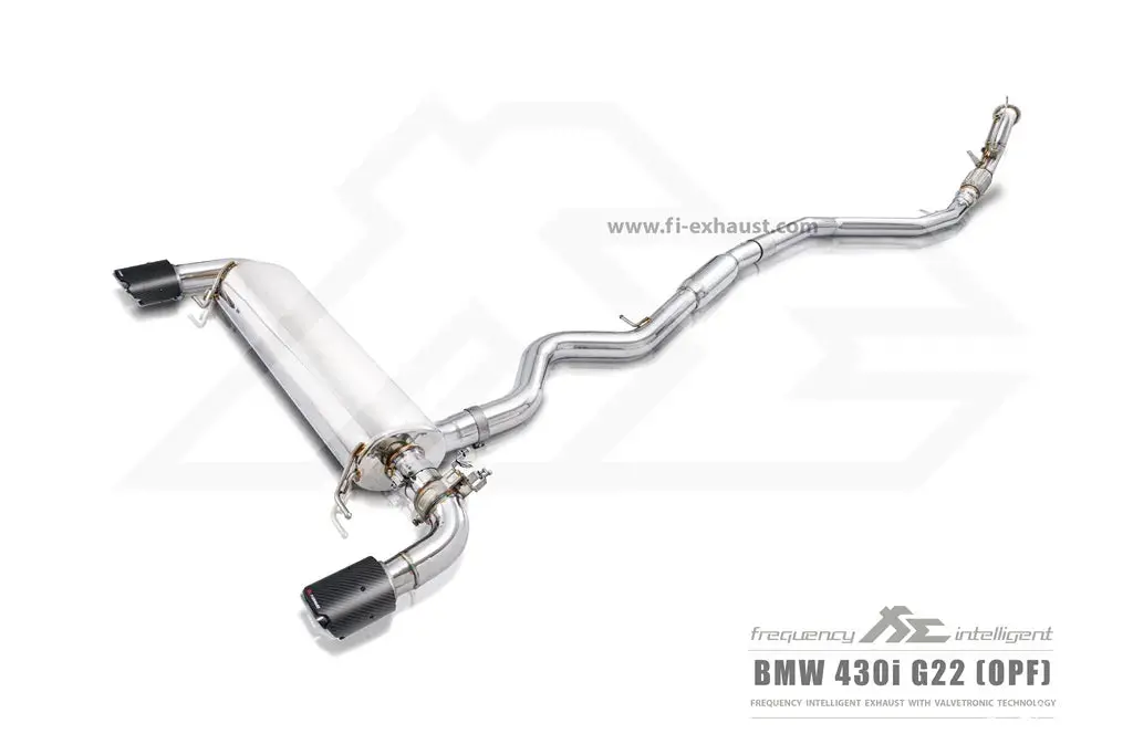 Fi Exhaust Front Pipe + Mid Pipe + Valvetronic Muffler + Quad Silver Tips (Retains Oem Valve Settings - No Remote) - G22/ G23/ G26 430I 2019-Up 1