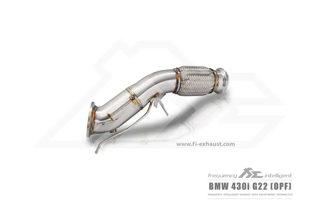 Fi Exhaust Front Pipe + Mid Pipe + Valvetronic Muffler + Dual Silver Tips (Retains Oem Valve Settings - No Remote) - G22/ G23/ G26 430I 2019-Up 2