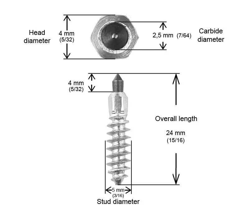 15/16" 24Mm Std Screw Studs Qty 150 2