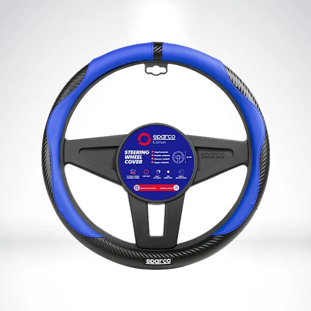 Sparco Steering Wheel Cover, Rubber Ring D38cm Black Carbon Grey Pvc For All Car 2