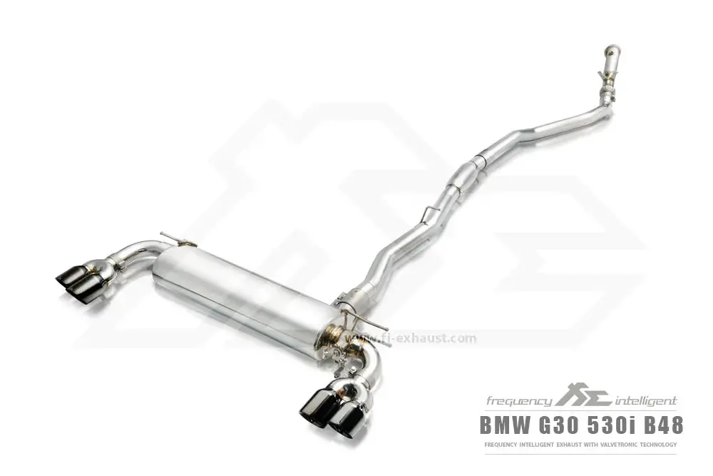 Fi Exhaust Front Pipe + Mid Pipe + Valvetronic Muffler + Quad Silver Tips (Retains Oem Valve Settings - No Remote) - G30 530I 2017-2023 1