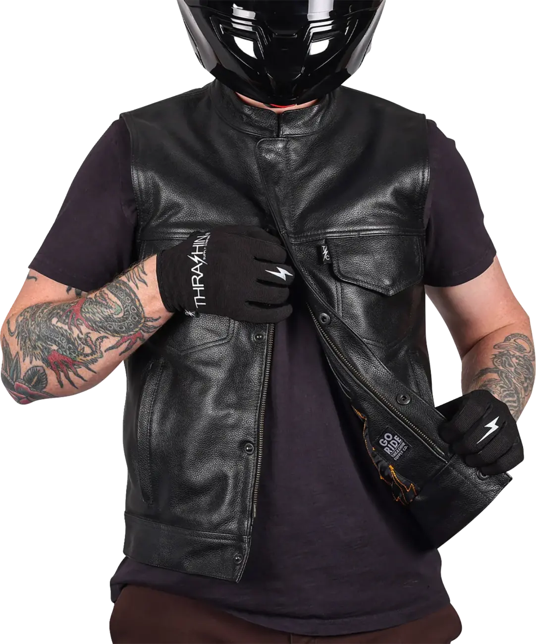 Thrashin Supply Co. Mulholland Leather Riding Vest 6