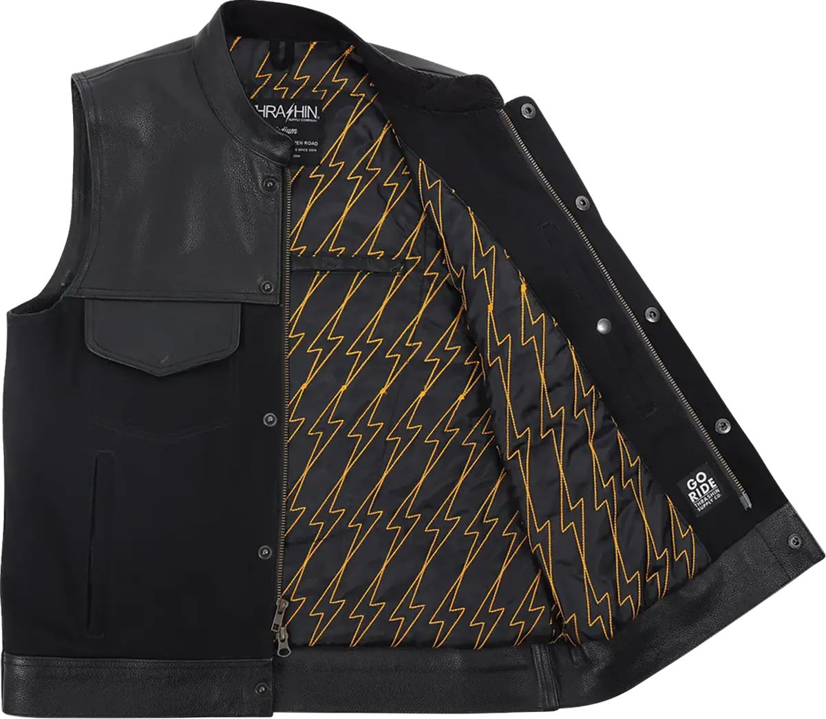 Thrashin Supply Co. Kanan Leather/Denim Riding Vest 2