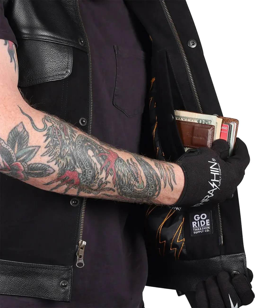 Thrashin Supply Co. Kanan Leather/Denim Riding Vest 4