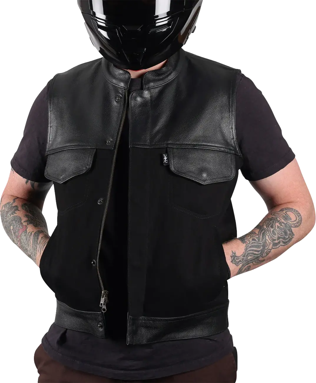 Thrashin Supply Co. Kanan Leather/Denim Riding Vest 5