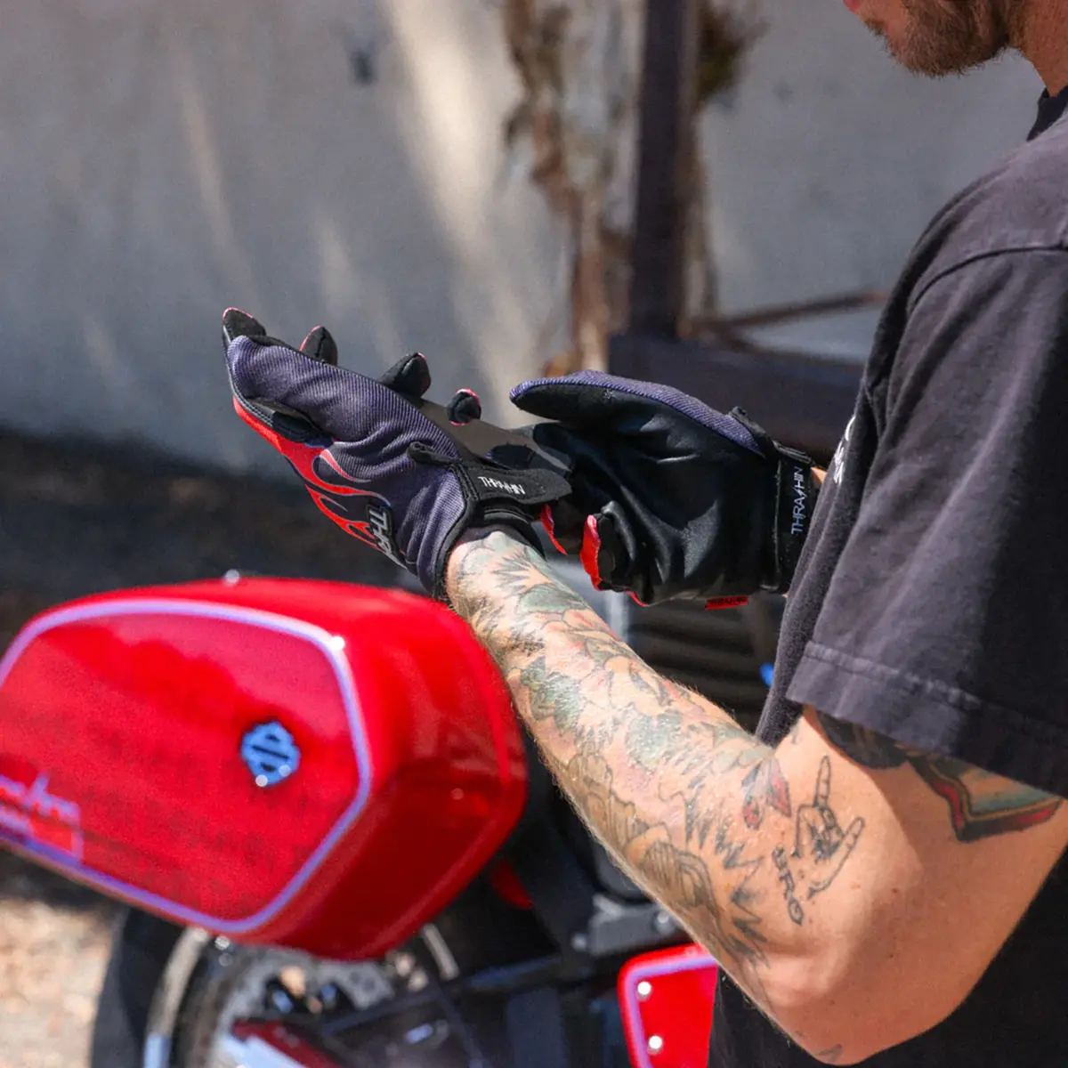 Thrashin Supply Co. Stealth Leather Palm Gloves 11