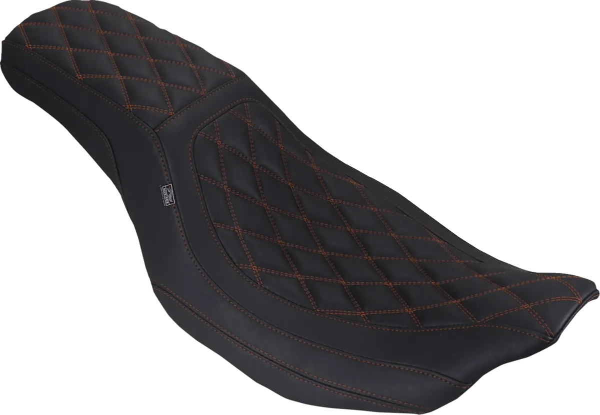 Mustang Low Squareback Seat - Double Diamond - Mandarin Orange Stitch - Flh/Flt '23-'25 88514 Mo 1
