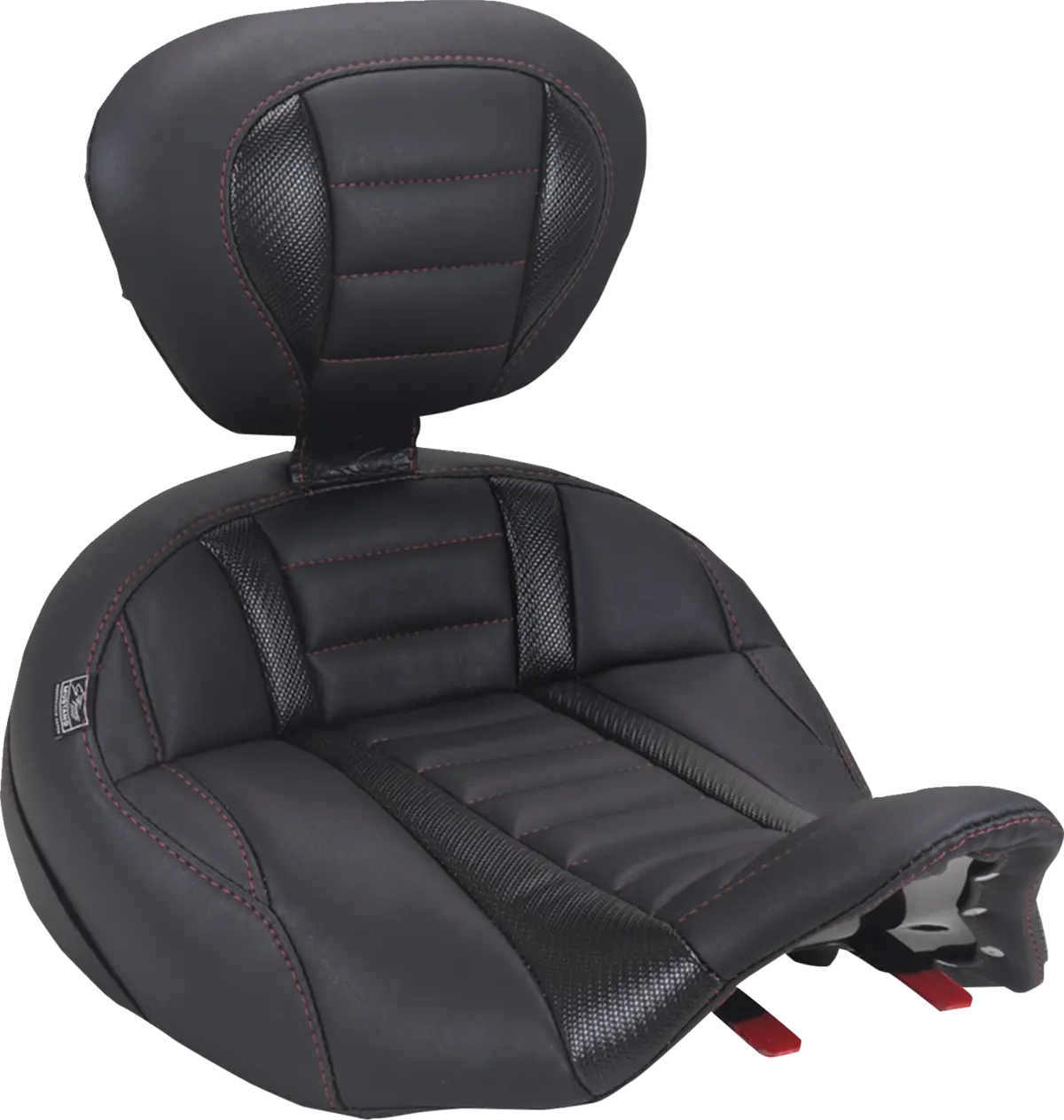 Mustang Deluxe Touring Solo Seat - With Driver's Backrest - Dark Cherry Stitch - Flh/Flt '23-'25 89406Dc 1