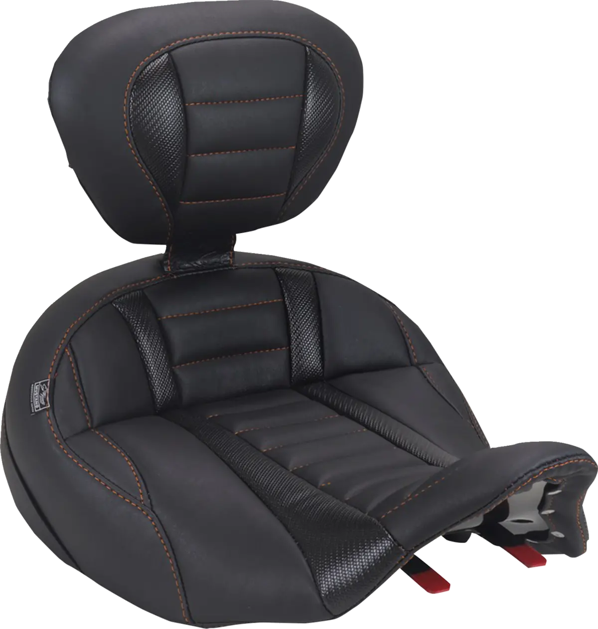 Mustang Deluxe Touring Solo Seat - With Driver's Backrest - Mandarin Orange Stitch - Flh/Flt '23-'25 89406Mo 1