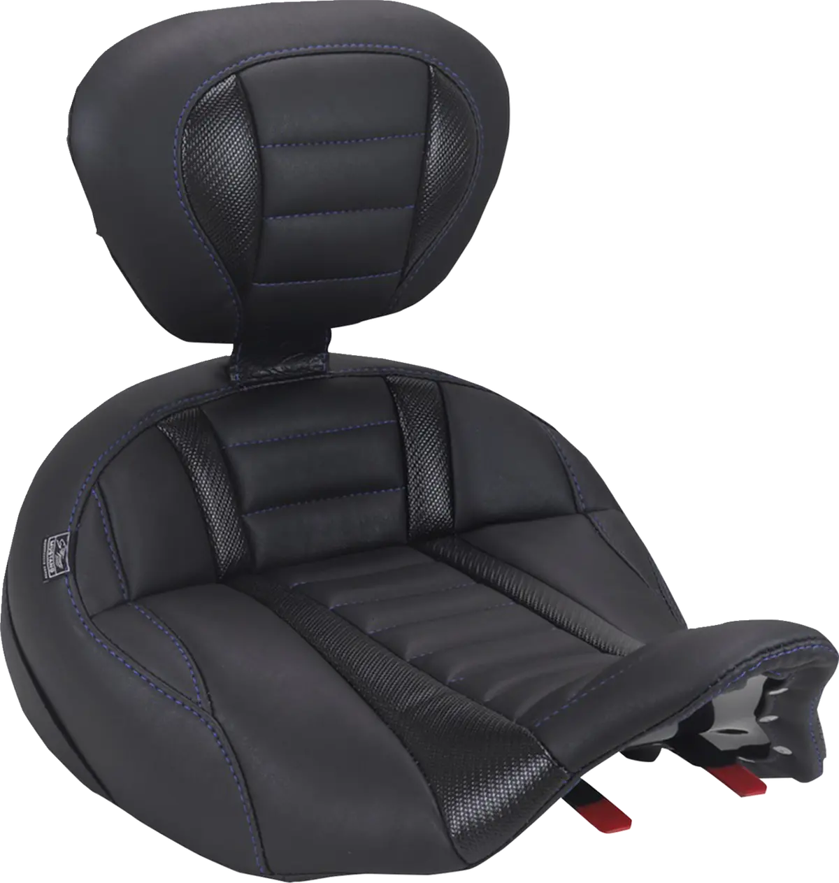 Mustang Deluxe Touring Solo Seat - With Driver's Backrest - Sky Blue Stitch - Flh/Flt '23-'25 89406Sb 1