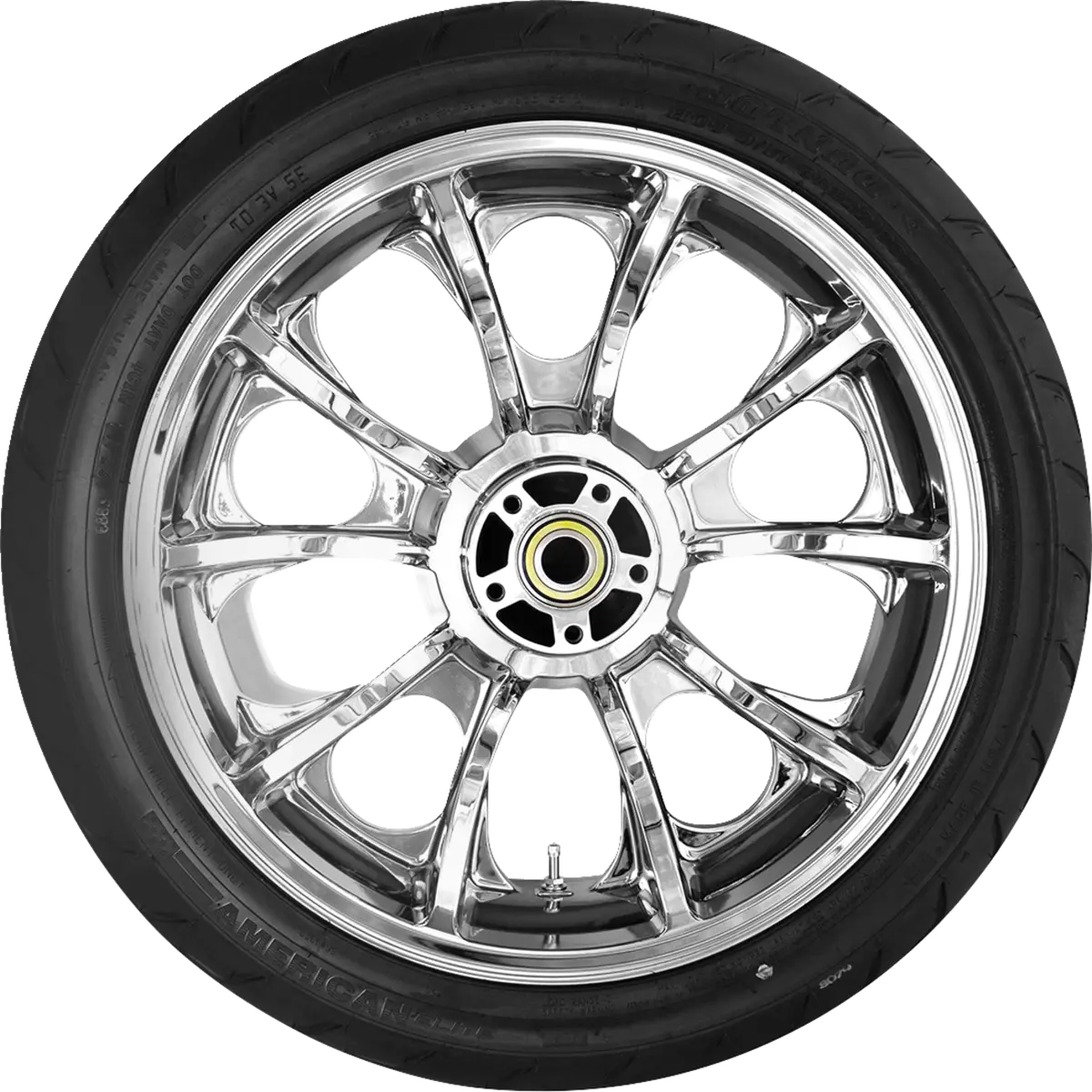 Coastal Moto Largo Rear Wheel - Chrome (18") | Dunlop Ae2 Tire (180/55B18) Pkg2-Lar185ch-Abst 1