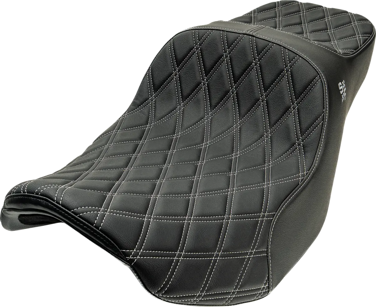 Slyfox Chariot Seat - Silver Double Diamond Stitch - Silver Logo - Flh/Flt '09-'23.5 4723D 1