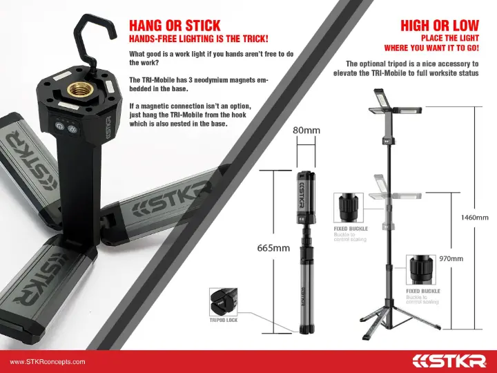 Tri Mobile Work Light W/Tripod 2000 Lumen 2