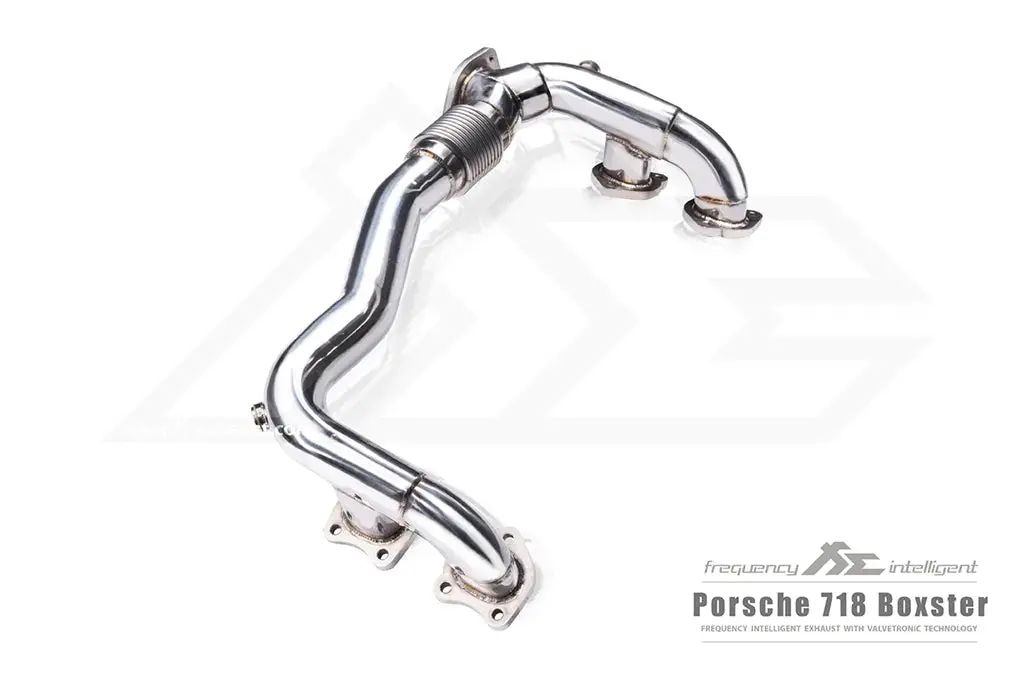 Fi Exhaust Mid Pipe + Valvetronic Muffler + Dual Silver Tips + Standard Remote - 718 Boxster | Cayman 2016-Up 1
