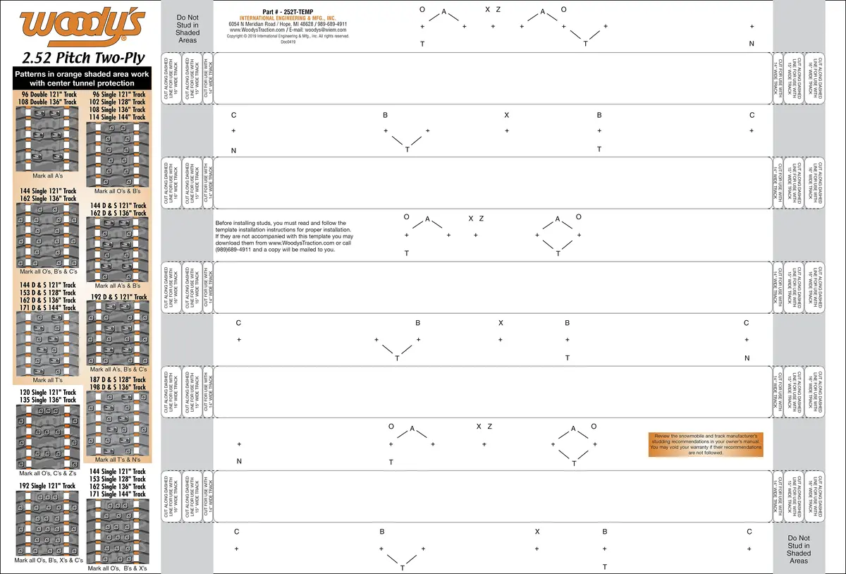 Stud Template 2.52" 2 Ply 1