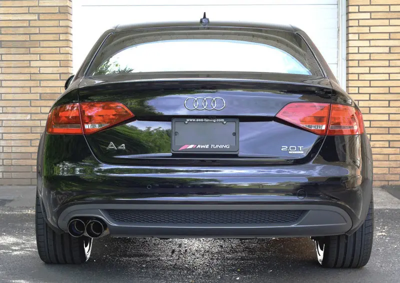 Awe Tuning Audi B8 A4 Touring Edition Exhaust - Single Side Diamond Black Tips 2